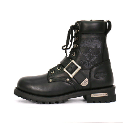 Hot Leathers Grave Rub Skull Tall Logger Motorcycle Boot - American Legend Rider