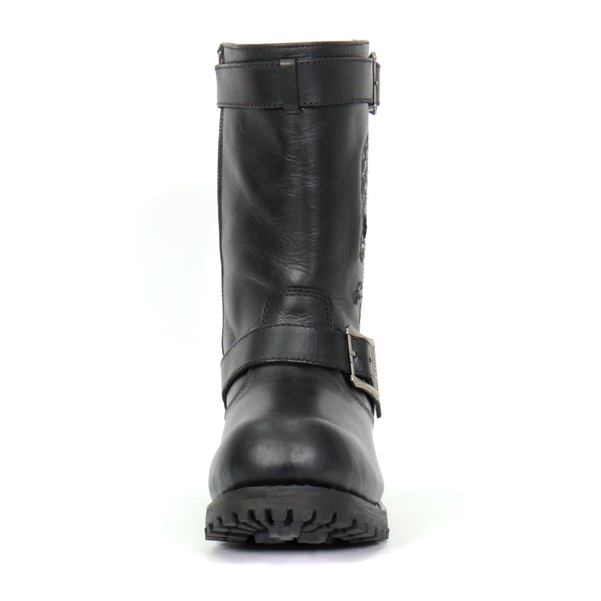 Hot Leathers Tall Harness Flag Skull Boot With Round Toe - American Legend Rider