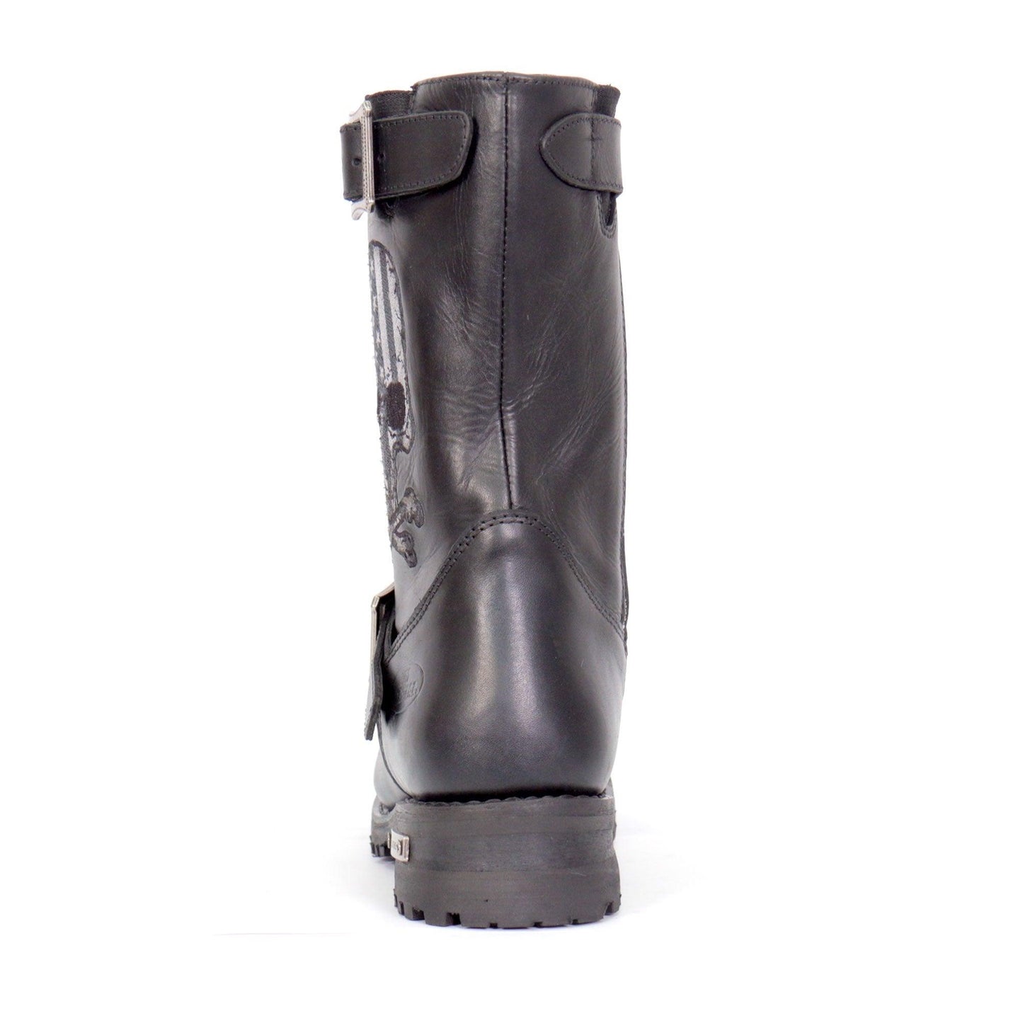 Hot Leathers Tall Harness Flag Skull Boot With Round Toe - American Legend Rider