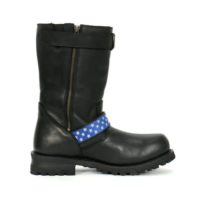 Hot Leathers Tall Round Toe Harness Flag Strap Boots - American Legend Rider