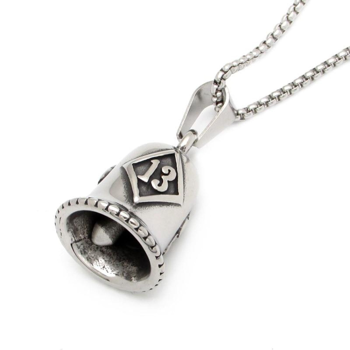 A Lucky 13 Gremlin Bell necklace.