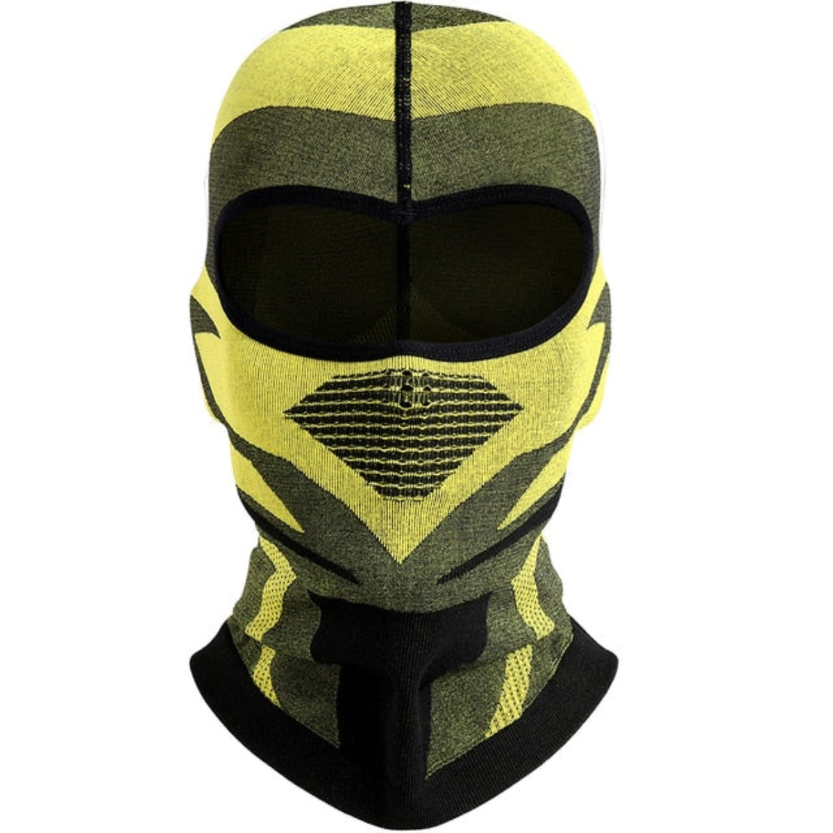 A Breathable Motorcycle Full Face Cover in yellow and black, designed to be windproof.