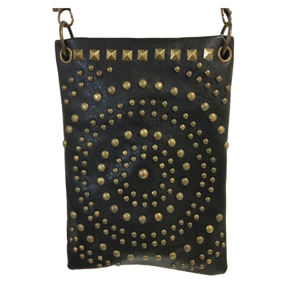 Daniel Smart Women's Crossbody Handbag w/ Antique Bronze Hardware In Circle Design, Black - American Legend Rider