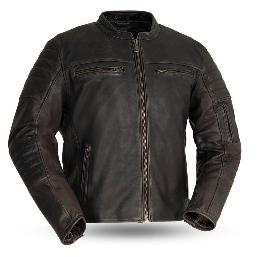 First Manufacturing Commuter - Men's Motorcycle Leather Jacket, Brown - American Legend Rider