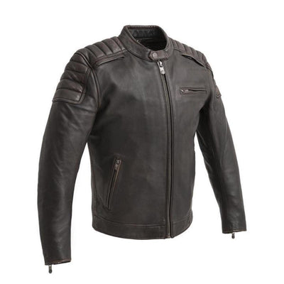 First Manufacturing Crusader - Men's Motorcycle Leather Jacket, Brown Beige - American Legend Rider