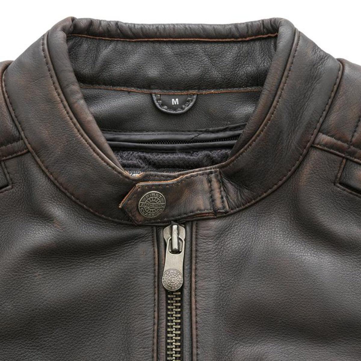 First Manufacturing Crusader - Men's Motorcycle Leather Jacket, Brown Beige - American Legend Rider