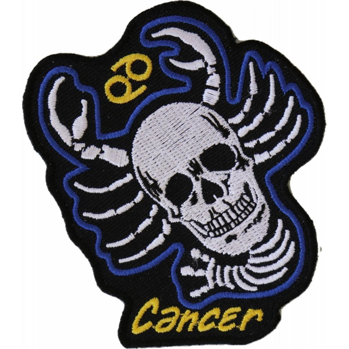 Daniel Smart Cancer Skull Zodiac Sign Patch, 3 x 3.5 inches - American Legend Rider