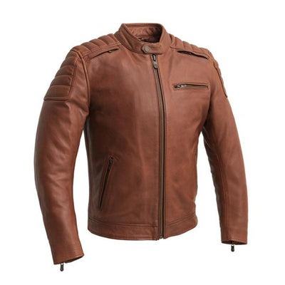 First Manufacturing Crusader - Men's Motorcycle Leather Jacket, Whiskey - American Legend Rider