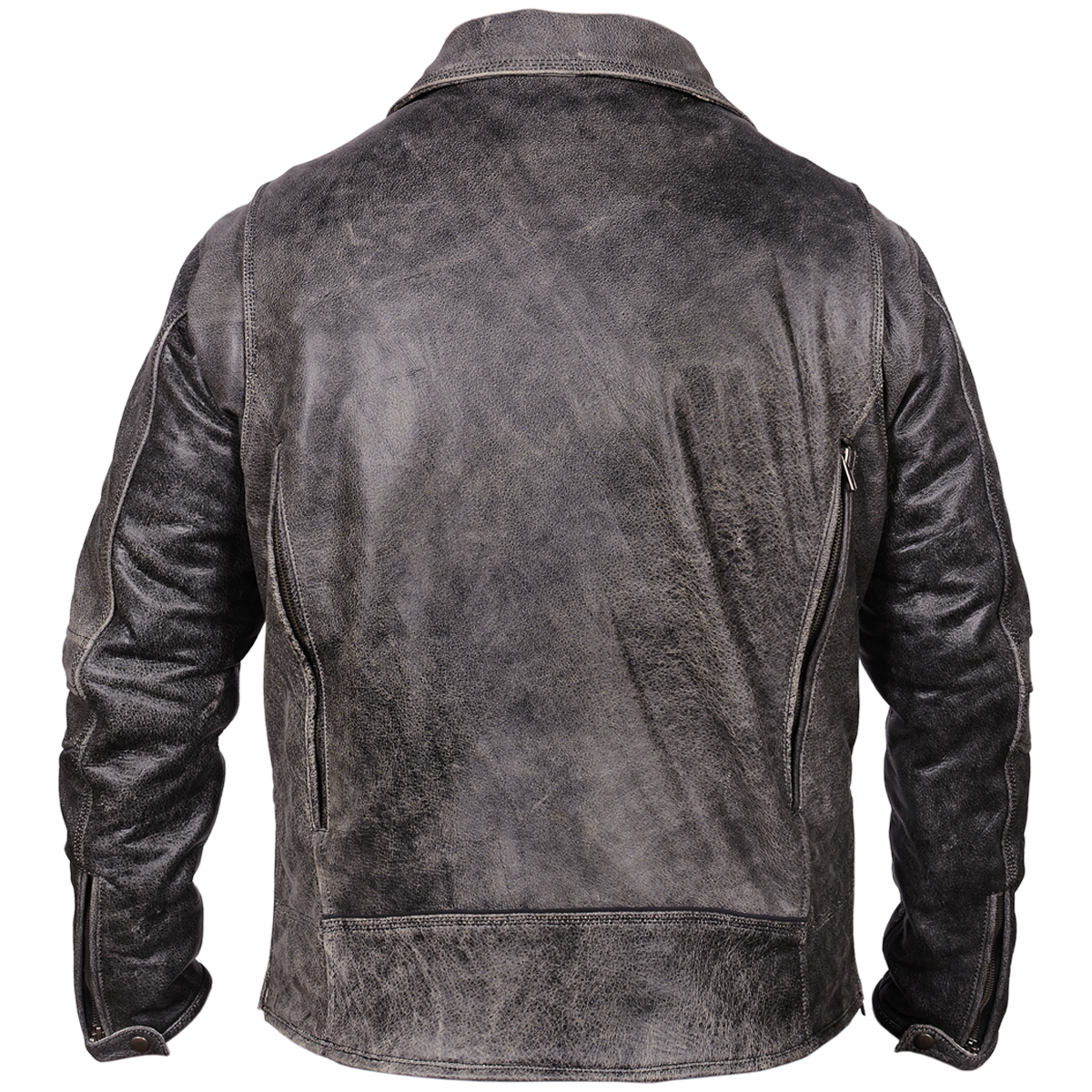 Vance Men's Black Premium Leather Beltless Mcj W/dual Gun Pockets & Z/o Liner With Adjustable Collars