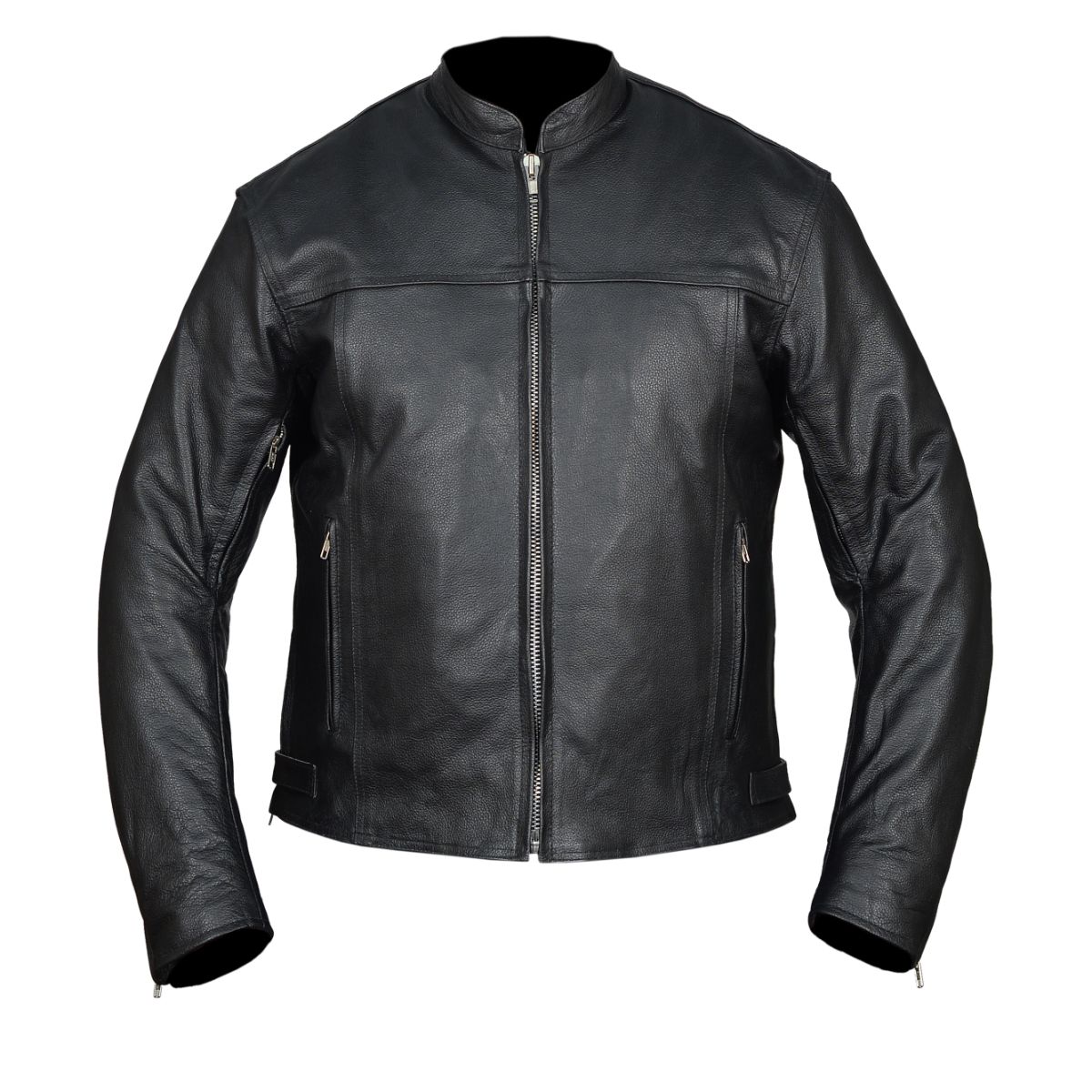 Vance Leather High Mileage Men's Black Vented Premium Leather Scooter Jacket