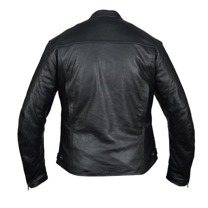 Vance Leather High Mileage Men's Black Vented Premium Leather Scooter Jacket