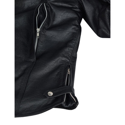 Vance Leather High Mileage Men's Black Vented Premium Leather Scooter Jacket