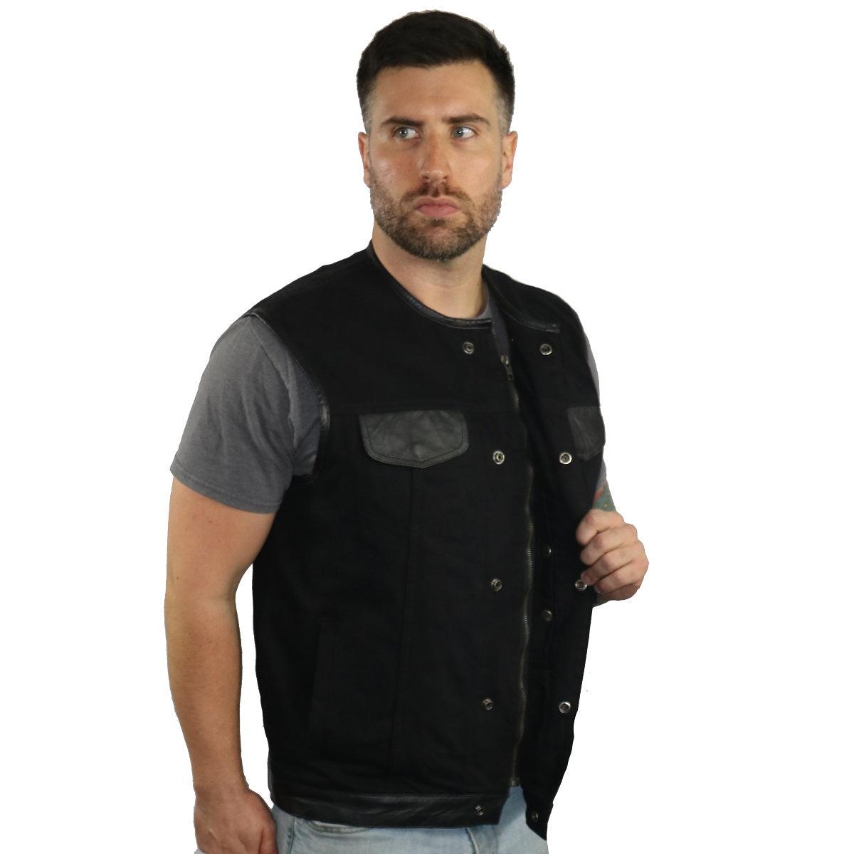 Daniel Smart Denim Concealment Vest with Leather Trim - American Legend Rider