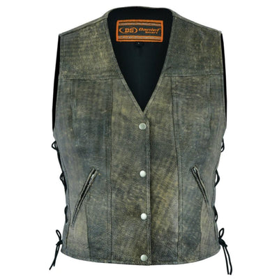Daniel Smart Women's Single Back Panel Concealed Carry Leather Vest, Antique Brown - American Legend Rider