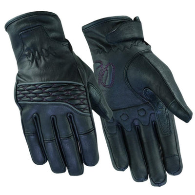 Daniel Smart Women's Cruiser Gloves, Black/Purple - American Legend Rider
