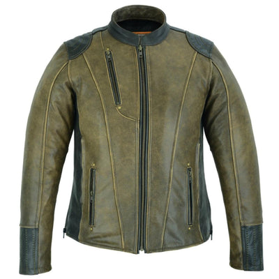 Daniel Smart Women's Dressed to the Nine Motorcycle Leather Jacket, Vintage Brown - American Legend Rider