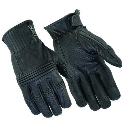 Daniel Smart Men's Premium Perforated Operator Gloves, Black - American Legend Rider