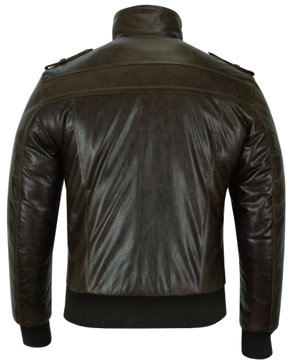 Vance Leather Men's Vincent Brown Waxed Premium Cowhide Motorcycle Leather Jacket w/Removeable Hoodie