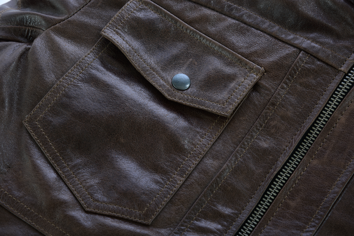 Vance Leather Men's Vincent Brown Waxed Premium Cowhide Motorcycle Leather Jacket w/Removeable Hoodie