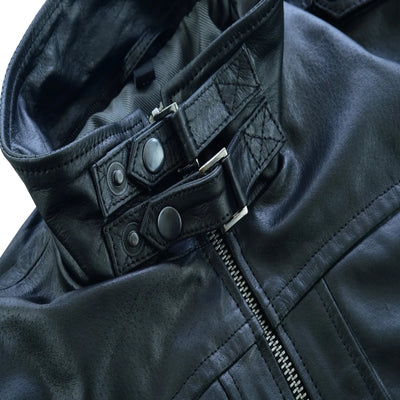 Vance Bomber Cowhide Leather Jacket with Removeable Hood