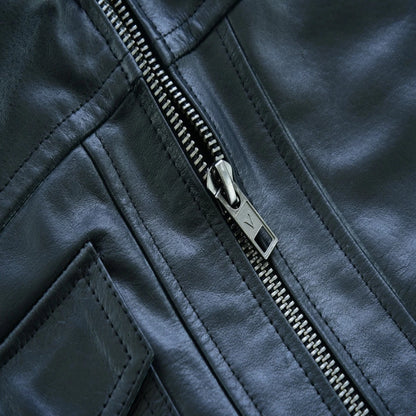 Vance Bomber Cowhide Leather Jacket with Removeable Hood