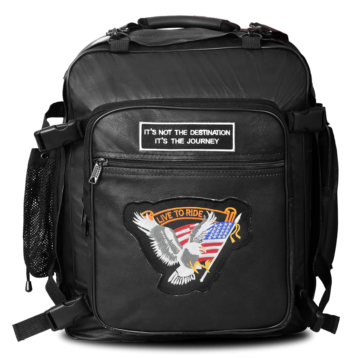 Vance Leather Embroidered 3pc Rock Design Leather -Sissy Bar Bag Set