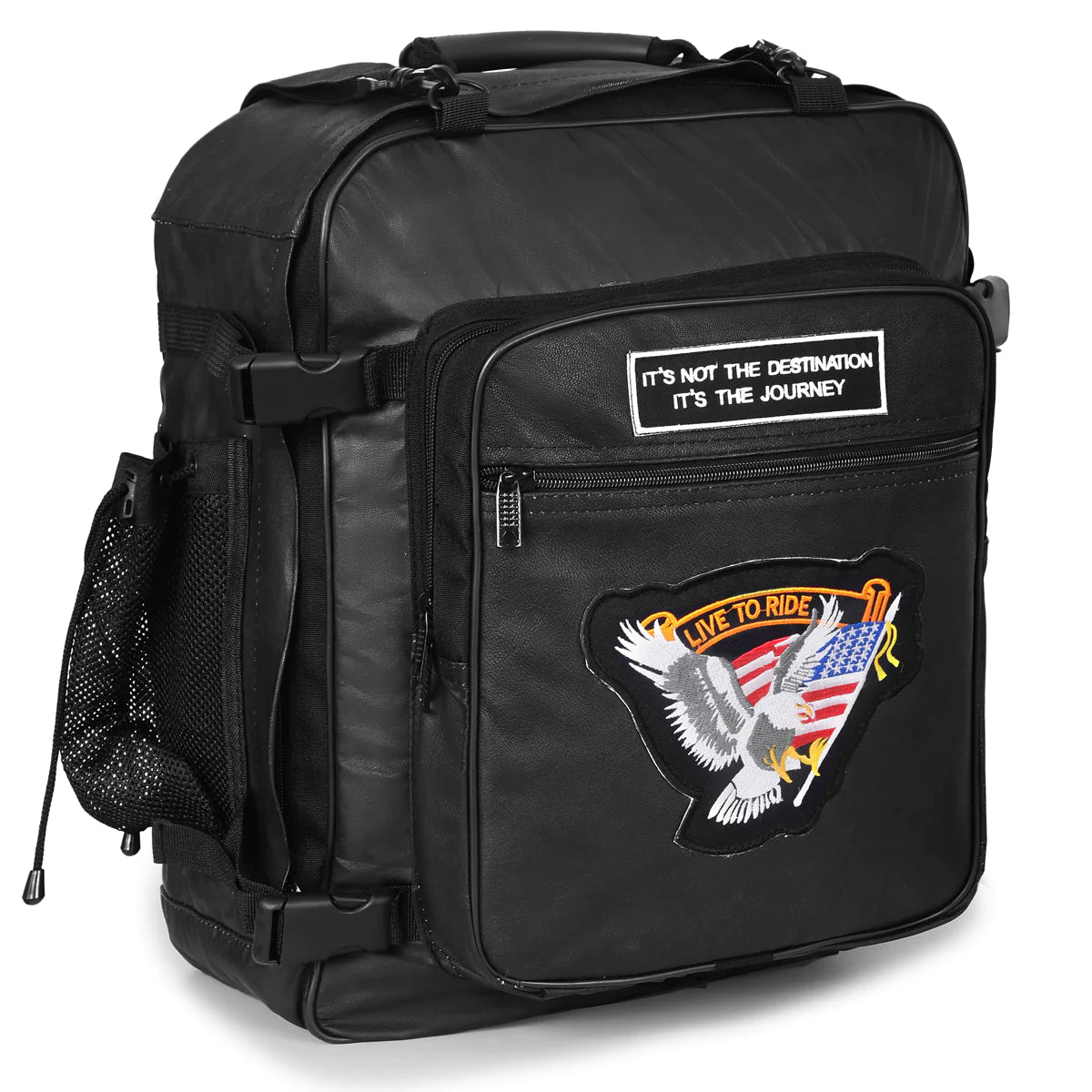 Vance Leather Embroidered 3pc Rock Design Leather -Sissy Bar Bag Set