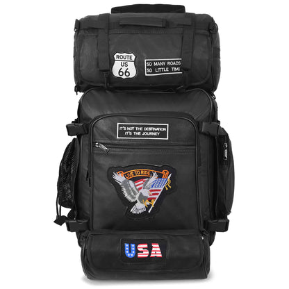 Vance Leather Embroidered 3pc Rock Design Leather -Sissy Bar Bag Set