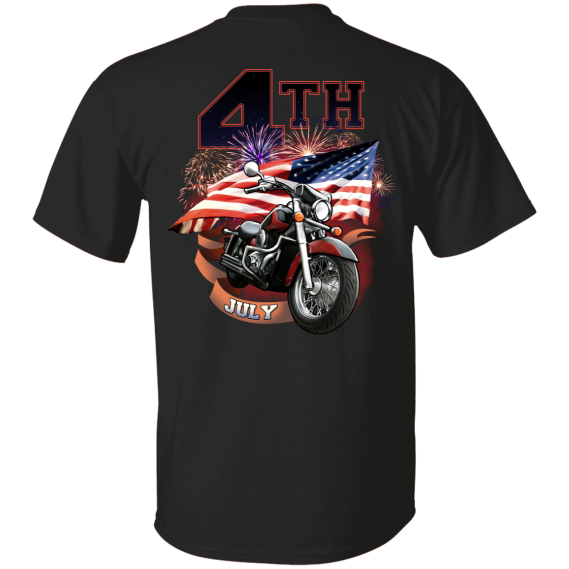 4th of July T-Shirt, Cotton, Black - American Legend Rider