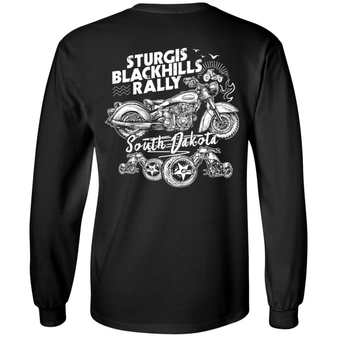 Sturgis Blackhills Rally South Dakota Long Sleeve T-Shirt, Cotton, Black