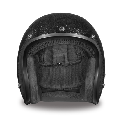 Daytona D.O.T. Cruiser Black Metal Flake Motorcycle Open Face Helmet - American Legend Rider
