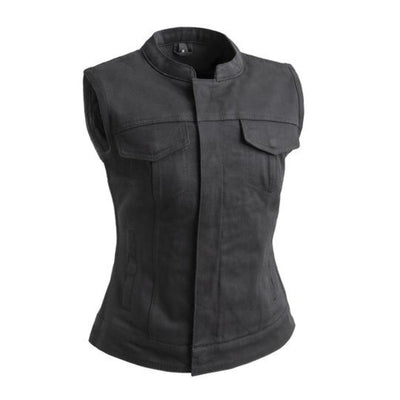 First Manufacturing Lexy - Women's Motorcycle Twill Vest, Black - American Legend Rider