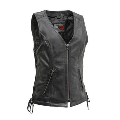 First Manufacturing Cindy - Women's Motorcycle Leather Vest, Black - American Legend Rider