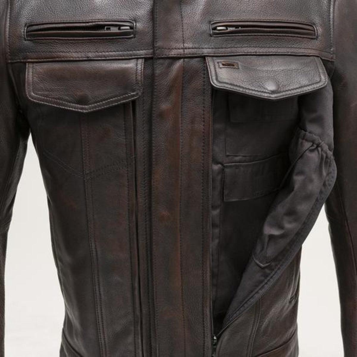 First Manufacturing Raider - Men's Motorcycle Leather Jacket, Copper - American Legend Rider