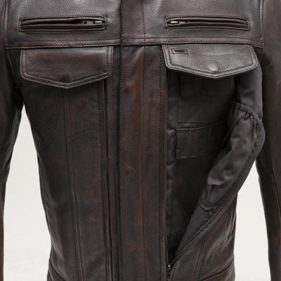 First Manufacturing Raider - Men's Motorcycle Leather Jacket, Copper - American Legend Rider