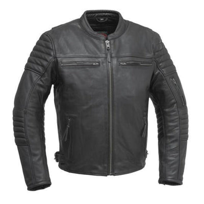 First Manufacturing Commuter - Men's Motorcycle Leather Jacket, Black - American Legend Rider