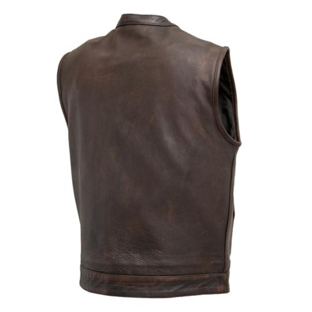 First Manufacturing Top Rocker - Men's Motorcycle Leather Vest, Copper - American Legend Rider