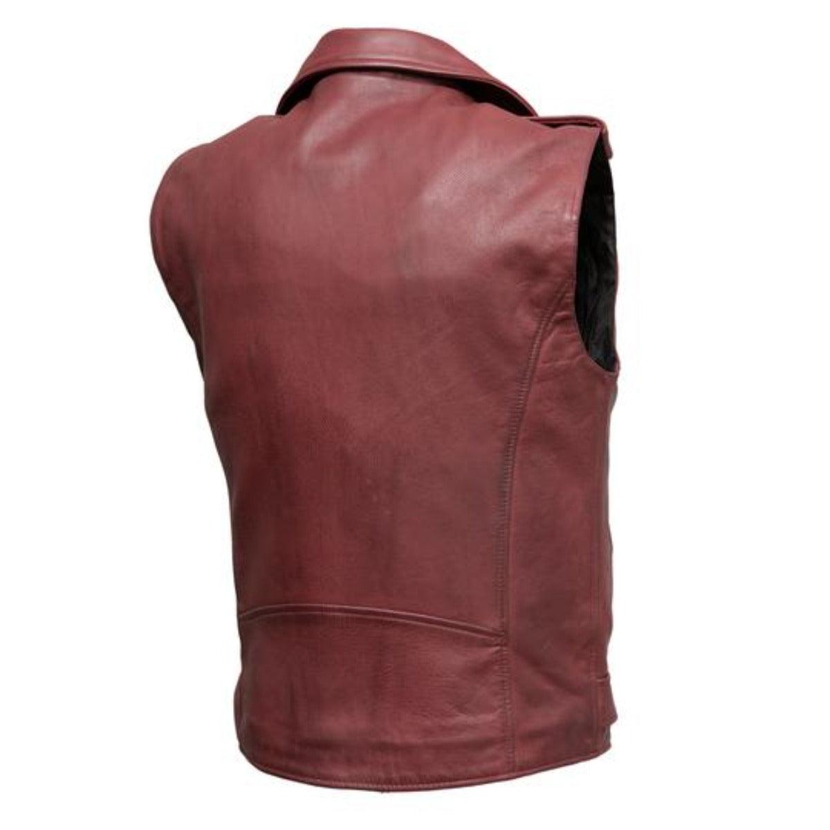 First Manufacturing Roller - Men's Motorcycle Leather Vest, Oxblood - American Legend Rider