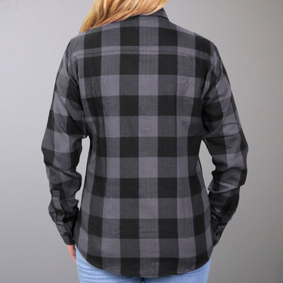 Hot Leathers Women's Flannel Long Sleeve Black & Gray