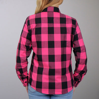 Hot Leathers Women's Flannel Long Sleeve Black & Pink