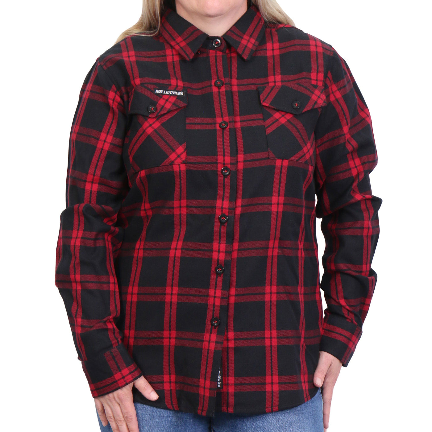 Hot Leathers FLL3009 Ladies 'Black and Red' Flannel Long Sleeve Shirt