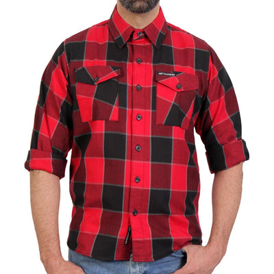 Hot Leathers Men's Red Black & Gray Long Sleeve Flannel - American Legend Rider