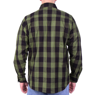 Hot Leathers Men's Long Sleeve OD Green and Black Flannel