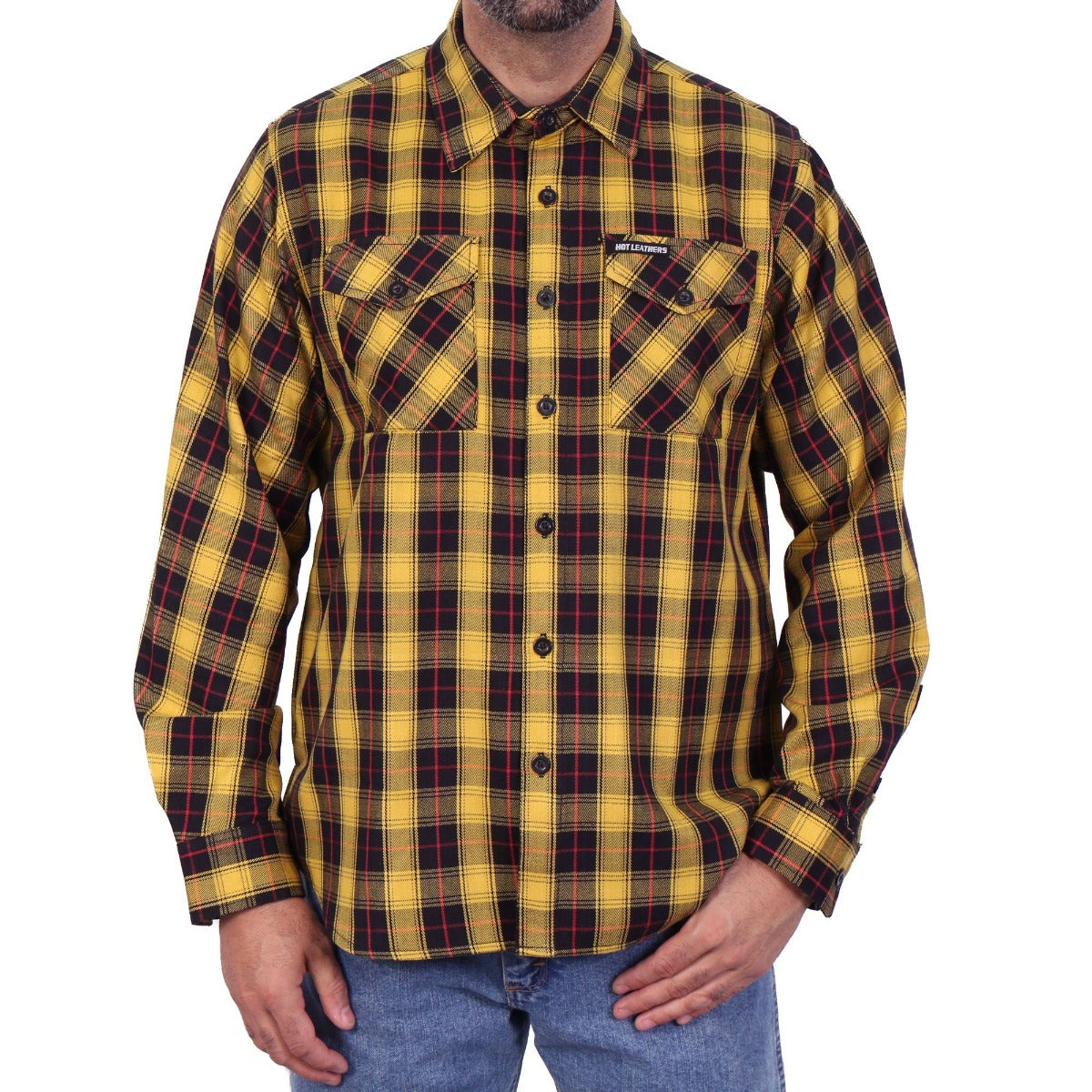Hot Leathers Men's Yellow Red and Black Long Sleeve Flannel