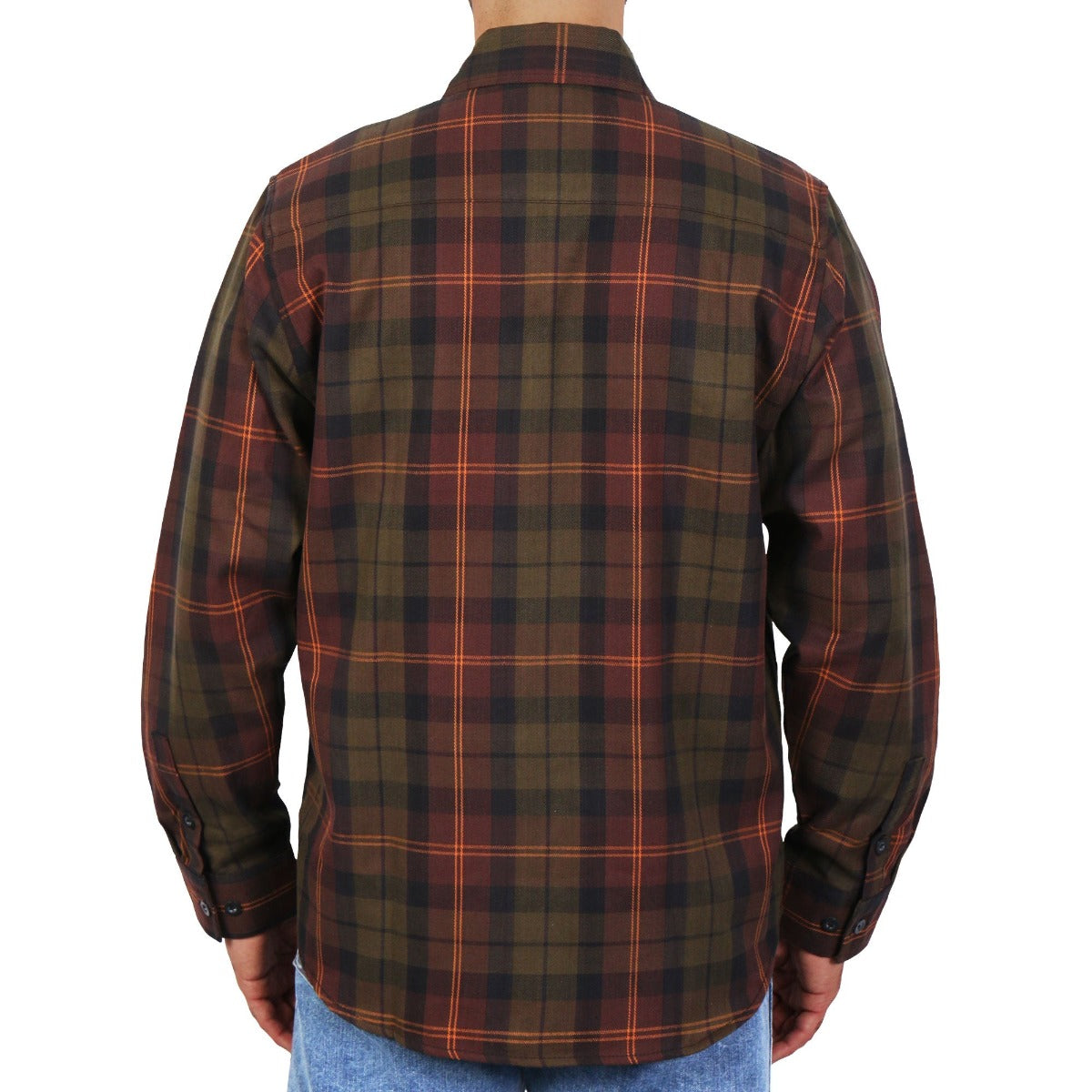 Hot Leathers Men's Green Orange and Brown Flannel Shirt