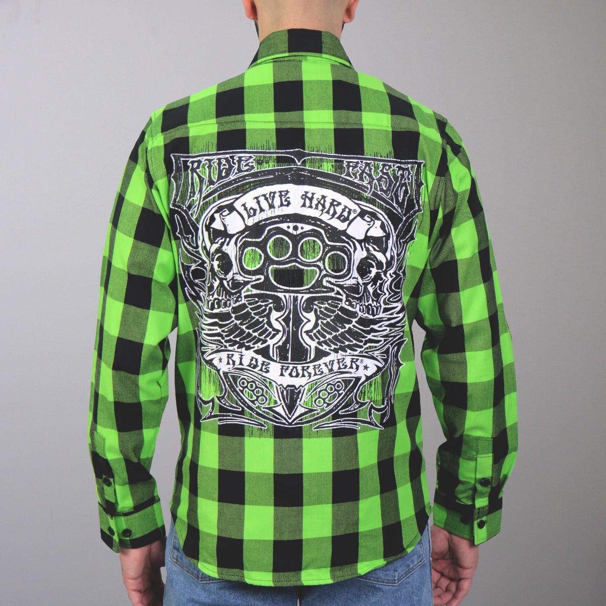 Hot Leathers Men's Flannel Long Sleeve Brass Knuckles - American Legend Rider