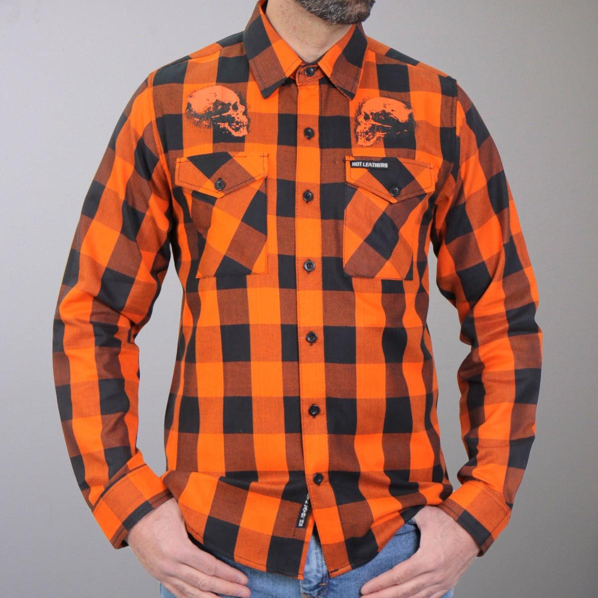 Hot Leathers Men's Flannel Long Sleeve Ancient Skull - American Legend Rider