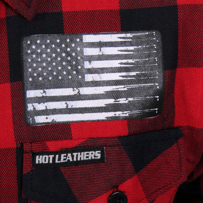 Hot Leathers Men's Black And Red Flannel Long Sleeve Flag Bullets - American Legend Rider