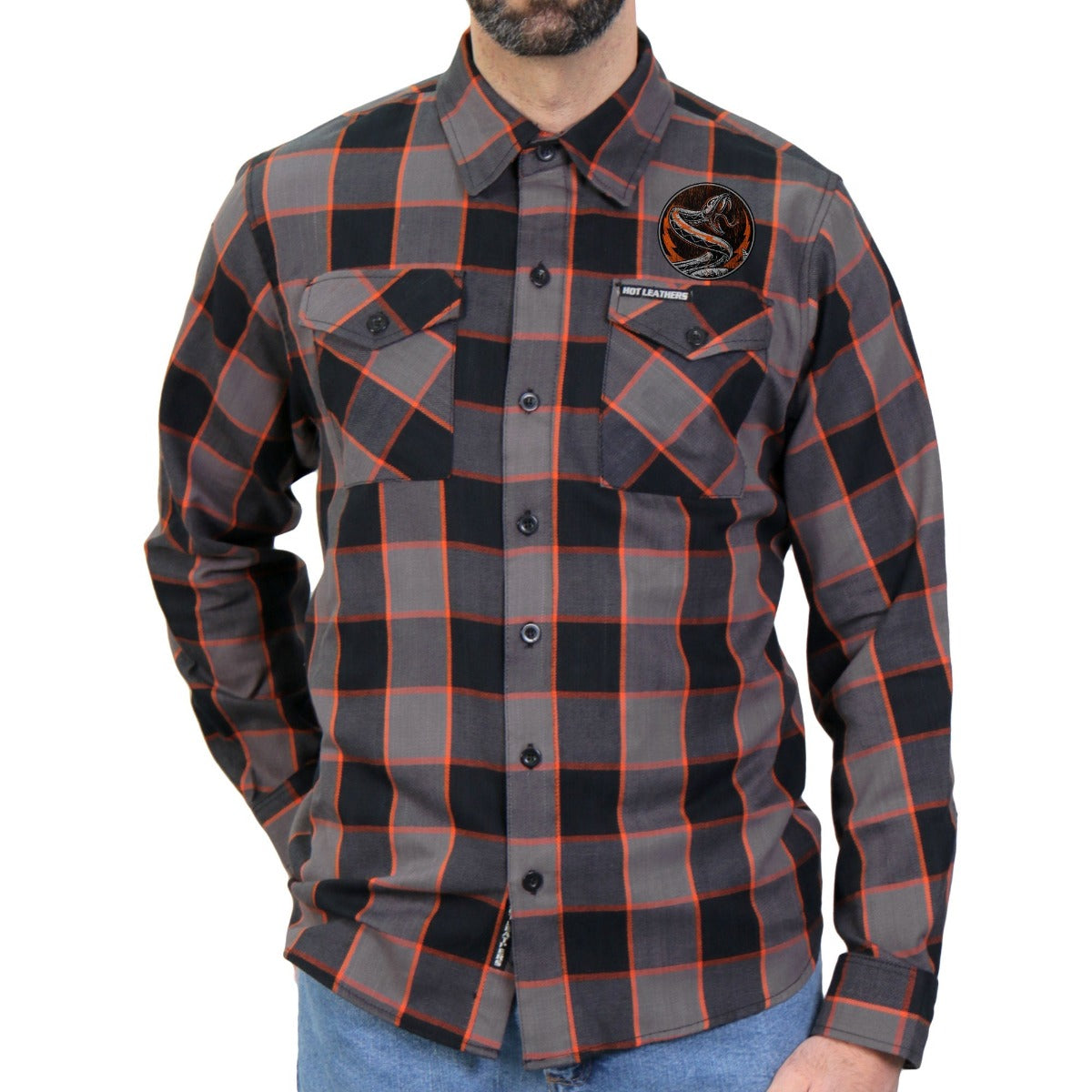 Hot Leathers Men's Rattler Emblem Long Sleeve Flannel