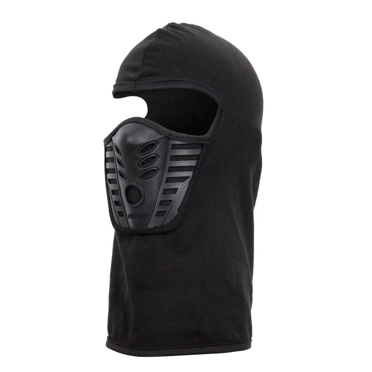 A Hot Leathers Face Mask with Mouth Vent, Black made from 100% cotton, featuring a built-in ventilated face cover for added face protection.